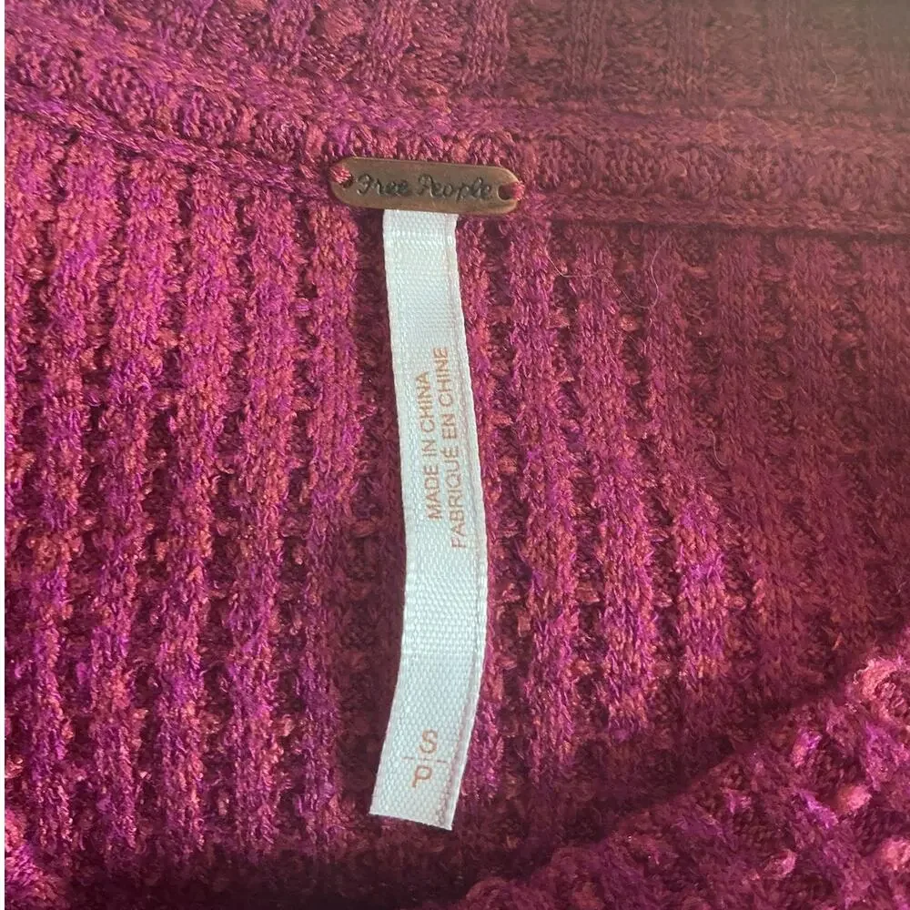 Free People Mountaineer Cuff Thermal Waffle Knit Top S Western Festival‎ Pirate